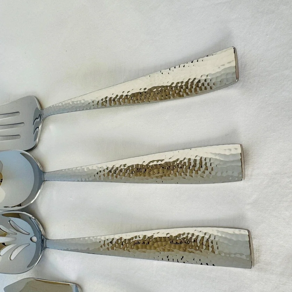 Hampton Forge Stainless Steel Flatware 5-Piece Hostess Set VENTO Hammered NEW